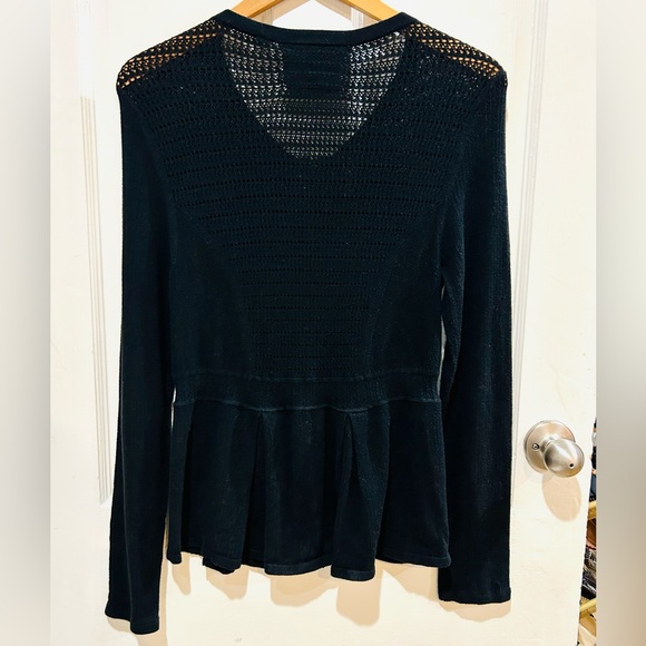 VTG Anthropologie Angel of the North Black Zip Cotton Peplum Cardigan Size S - Picture 5 of 6